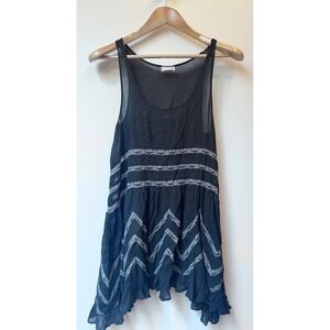 Free‎ People Black Combo Tiered Tunic Dress Size XS